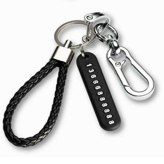 Anti-lost Number Plate Mobile Phone Braided Rope Keychain with 8-Shaped Buckle Pendant
