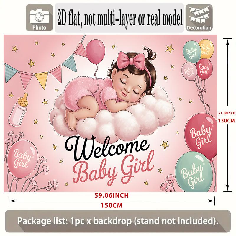 2D Plane 2D Plane Banner 1 Piece Baby Welcoming Background Cloth for Girls Polyester Banner Decoration