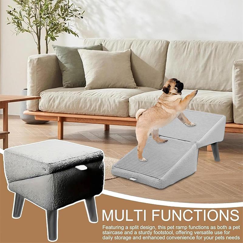 Large Pet Steps, 13.8" High, Lightweight and Foldable, Split Ottoman Design Dog Ramp for Beds and Couches
