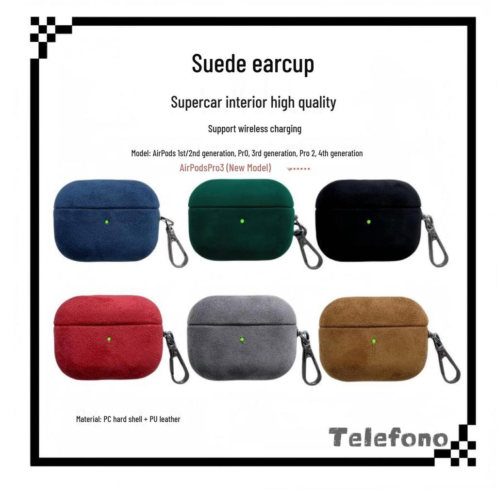 Suede Texture Protective Case for Apple AirPods 1/2, Pro, 3rd & 4th Gen Bluetooth Earphones