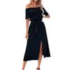 Women's Summer Elegant Off The Shoulder Short Sleeve One Line Neck Dress
