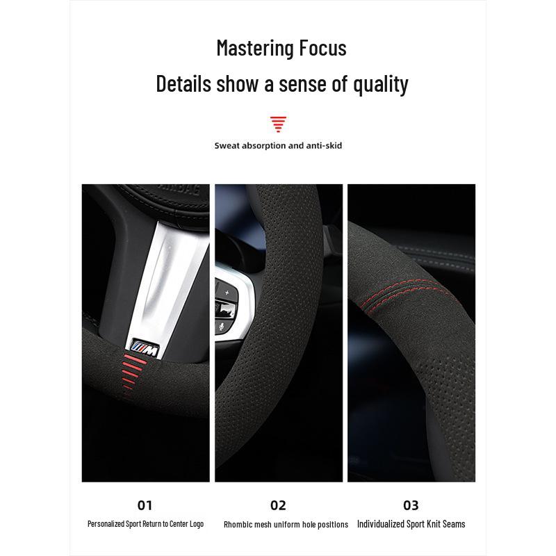 Suede & Genuine Leather Steering Wheel Cover for 9th & 10th Gen Accord - Ultra-Thin, All-Season