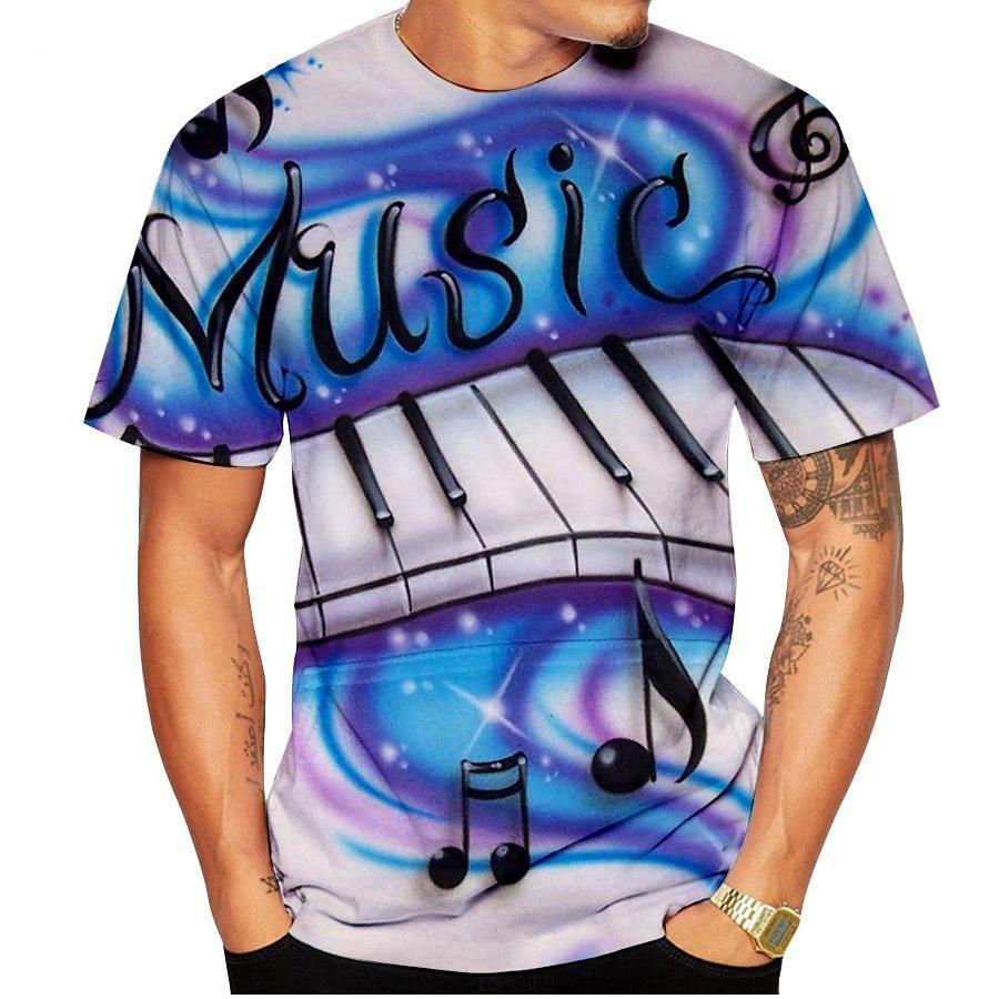 Summer Fashion Music Note 3D Print T-Shirts Men Women Fashion Casual Short Sleeve T Shirt Harajuku Y2k Tees Tops Kids Clothing