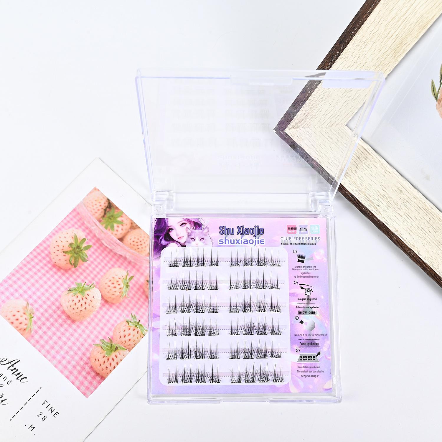Glue-Free Camellia Wispy Curly Eyelashes: Lightweight, Natural, Long, and Segmented Swallowtail Design /
