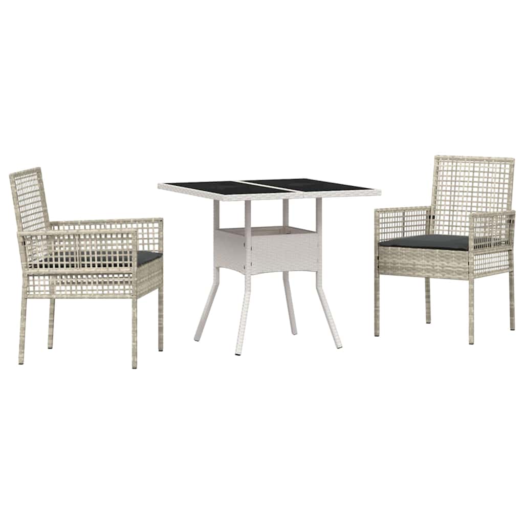 Garden Dining Set 3 Pcs Light Grey Poly Rattan