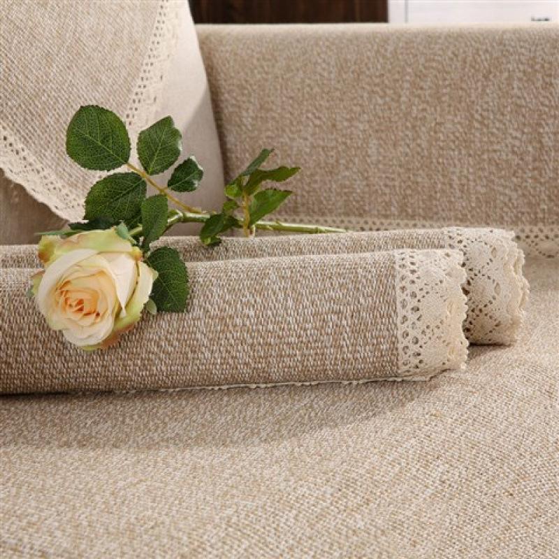 

Хлопковая и льняная ткань для диванной подушки Four Seasons Universal Linen Solid Wood Simple Sofa Cover Cover Towel 70*210cm бежевый