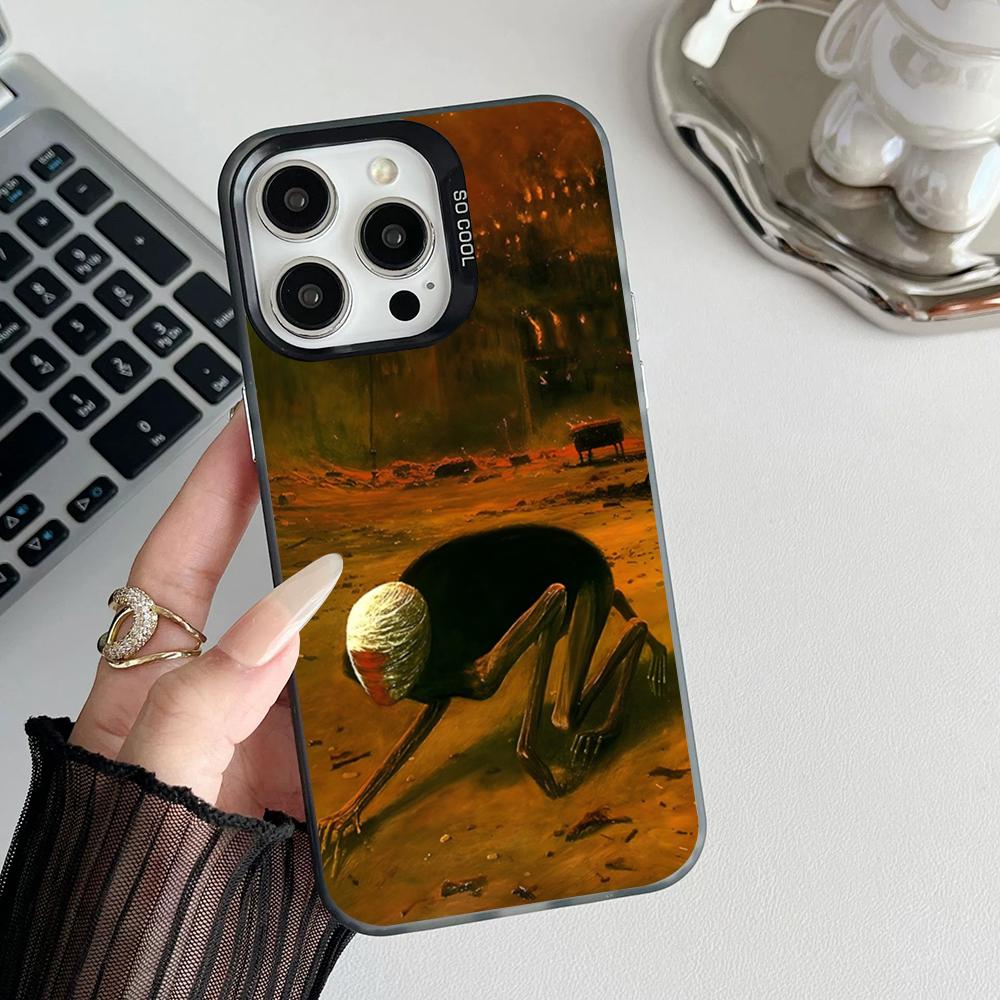 

Zdzistaw Beksinski Art Phone Case Matte Colored Silver For Iphone 16 15 14 Pro 13 12 Plus 11 7 8 Max Luxury Cover iPhone 15 Pro Max
