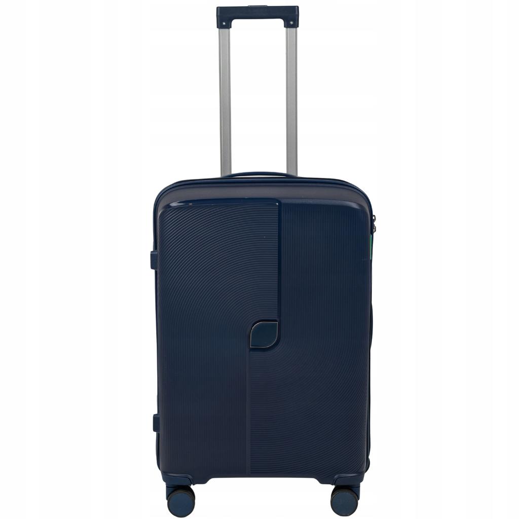 Walizka średnia ciemnoniebieska - podróżna, na kółkach, elegancka, funkcjonalna i pojemna wowbag 7918 m dark blue