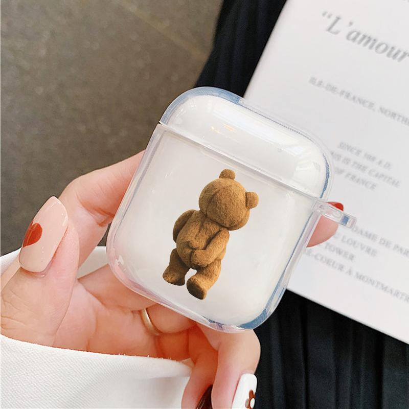 

Case For AirPods Pro3 4 Transparet Teddy Bear Couple Soft TPU Earphone Cover for Apple Airpod Pro 1 2 3 4th Gen Protective Case Airpods Pro3