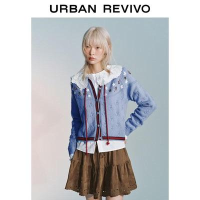 UR 2026 Spring Women's Floral Embroidered Knit Cardigan