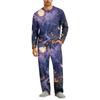 Men's Halloween Pajama Set Long Sleeve with Button Fly and Elastic Waist Drawstring for Sleepwear
