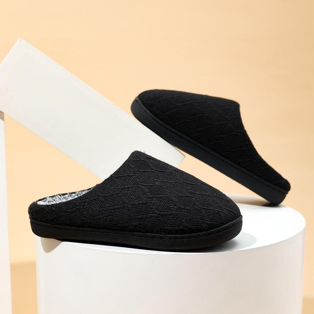 Warm Non-Slip Cotton Slippers for Couples - Plus Velvet, Thickened for Autumn/Winter