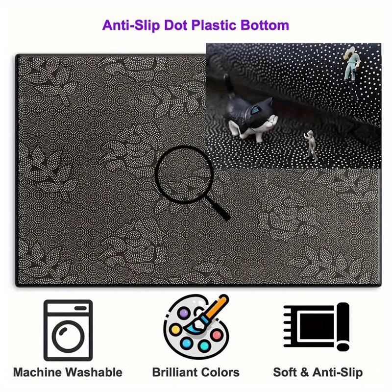 1Pcs Flower Pattern Semi Circle Welcome Doormat Non-Slip for Outdoor Patio Porch Kitchen Bathroom Entryway Floor Mat