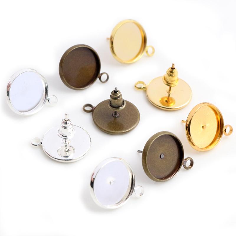 8-16mm 10pcs Bronze Silver Gold Colors Earring Studs,Earrings Blank/Base,Fit 8-16mm Glass Cabochons,Buttons;Earring Bezels