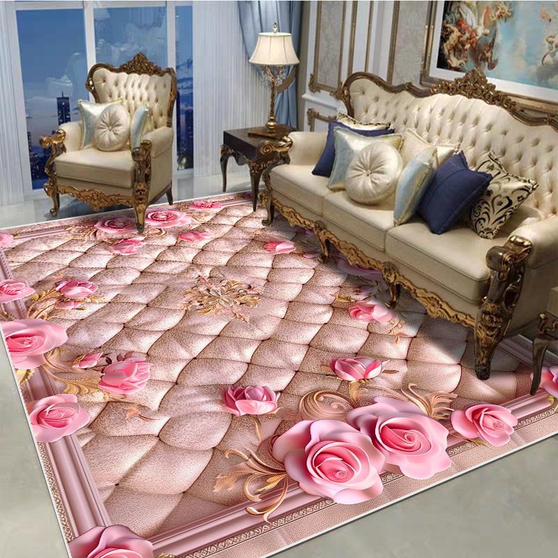 Dekorativní koberec v evropském stylu do obývacího pokoje, květinový vzor, velký rozměr, protiskluzové koberce, rohožka ke vchodovým dveřím, pratelný, přizpůsobitelný