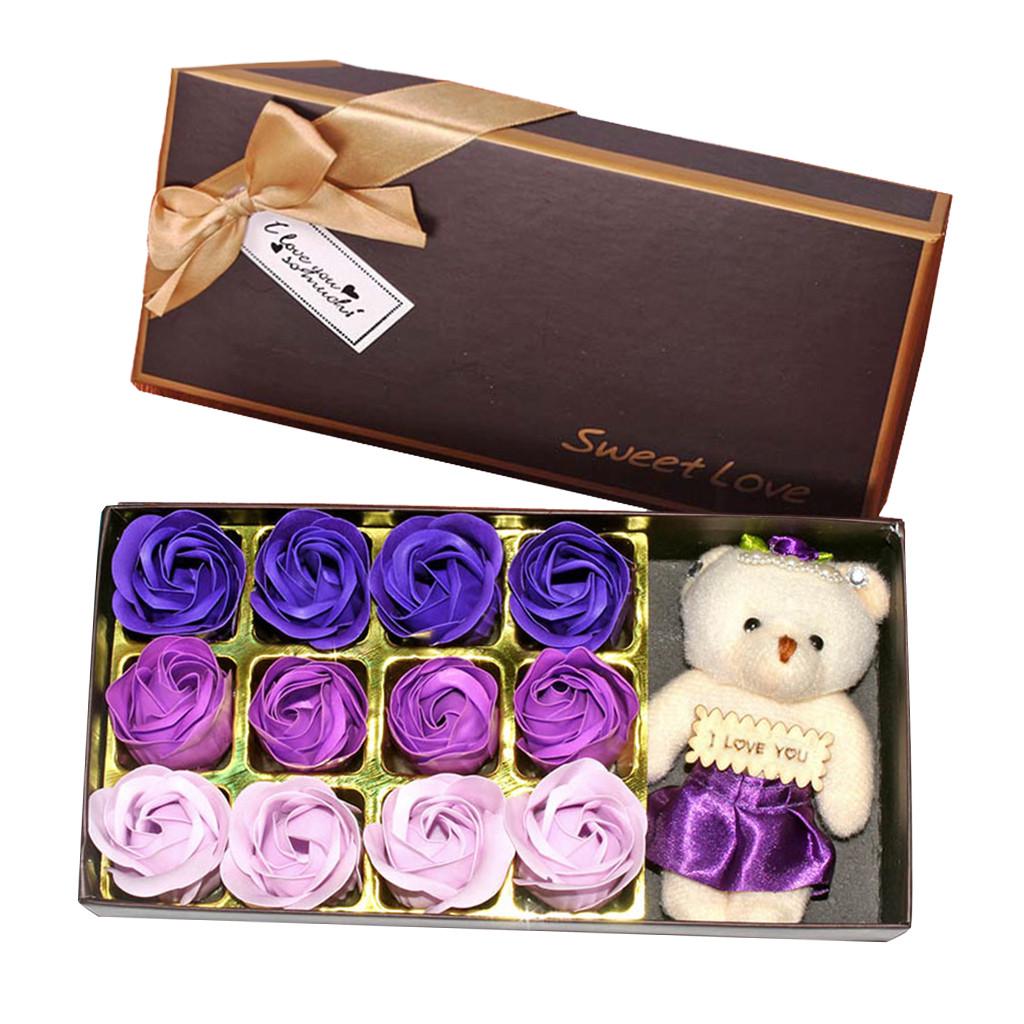 New Valentine's Day Bear Gift Box Gift Rose Gift Small Gift 12 Soap Flower