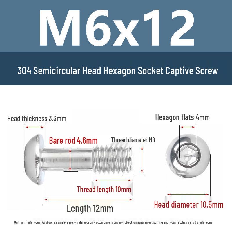 Yigu 304 Stainless Steel Anti-Loosening Hex Socket Captive Screws - M2/M3