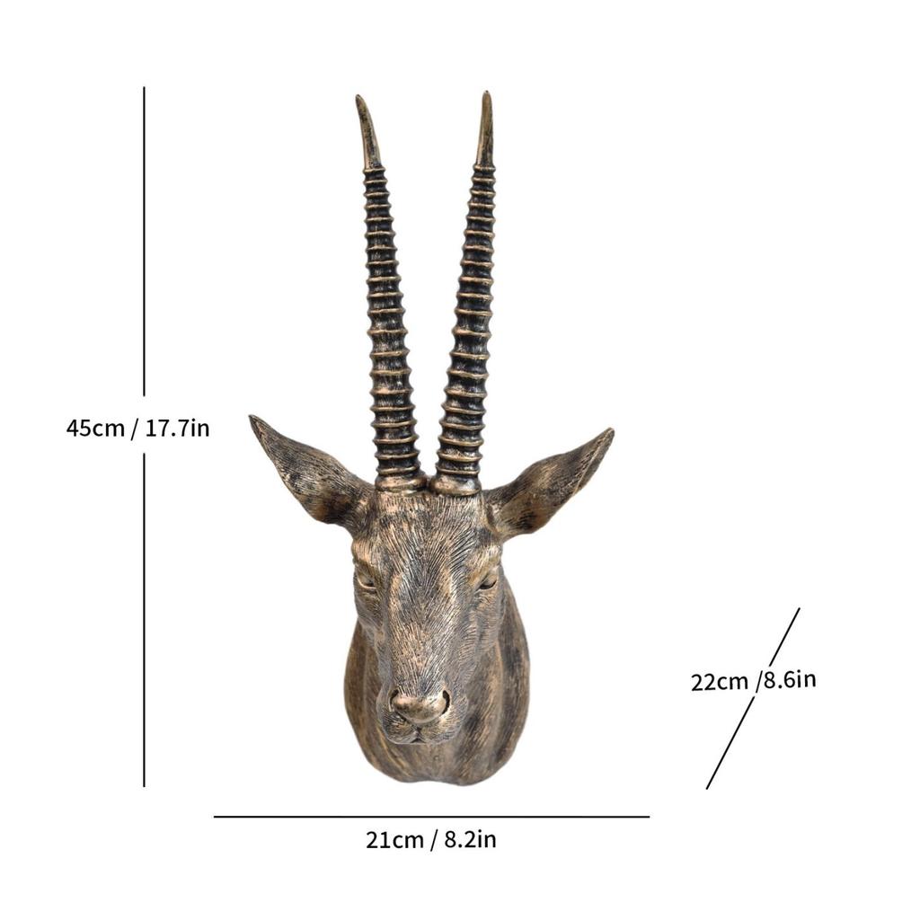 Wall-Mounted Antelope Head Sculpture Eye-Catching for Office, Study