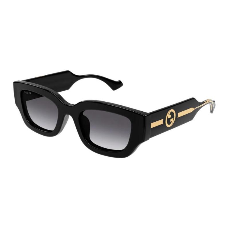 Gucci Temple Logo Injection Moulded Square Sunglasses Men's Black