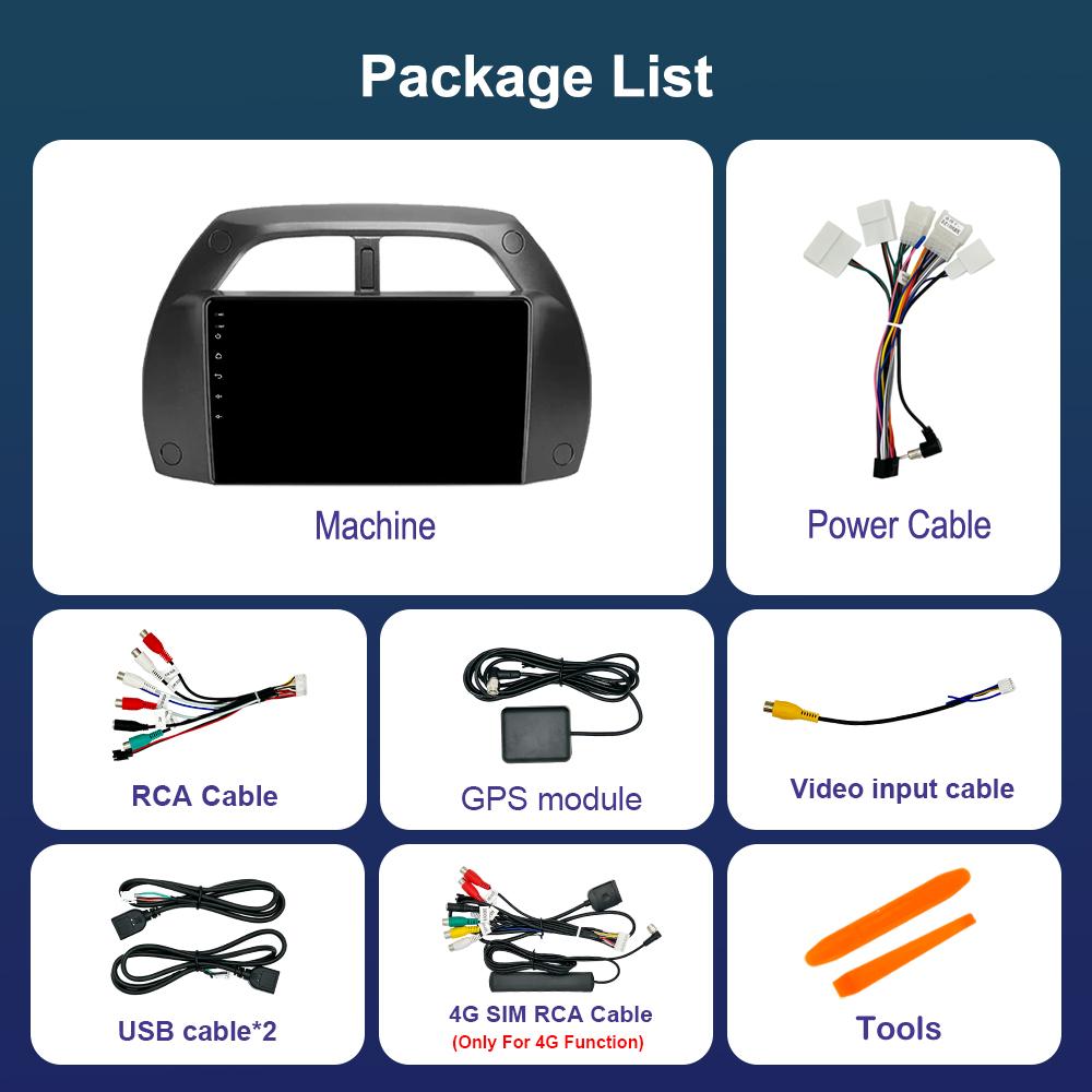 Android OS 9'' for Toyota RAV4 2 CA20 CA20W XA20 2000 - 2003 BT GPS Navi WiFi Car Audio Multimedia Player DSP Stereo IPS Screen