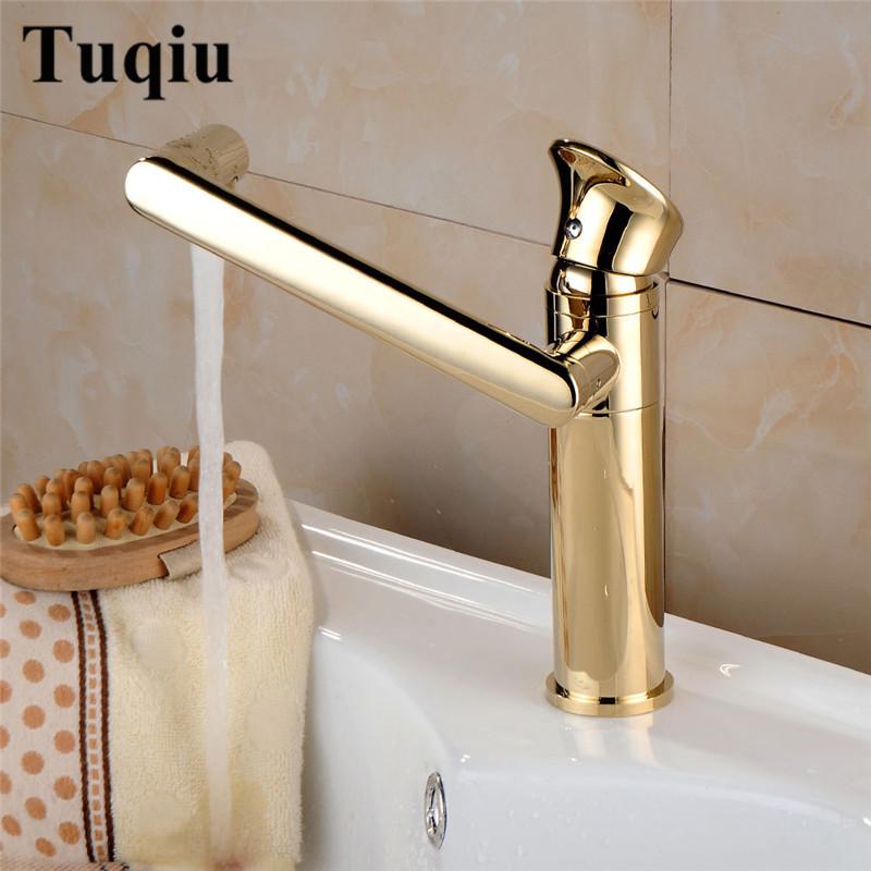 Basin Faucet Water Tap Bath 360 Degree Swivel Gold Bathroom Faucet Single Handle Sink Tap Mixer Hot and Cold Sink Water Crane