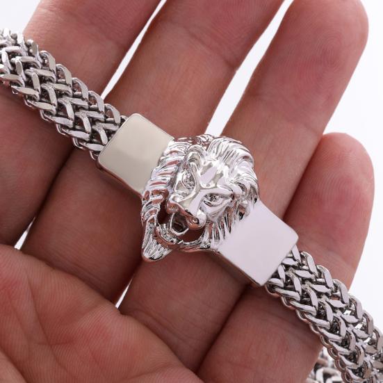 Men Bracelet Lion Decor Hip Hop Style Bracelet Round Smooth