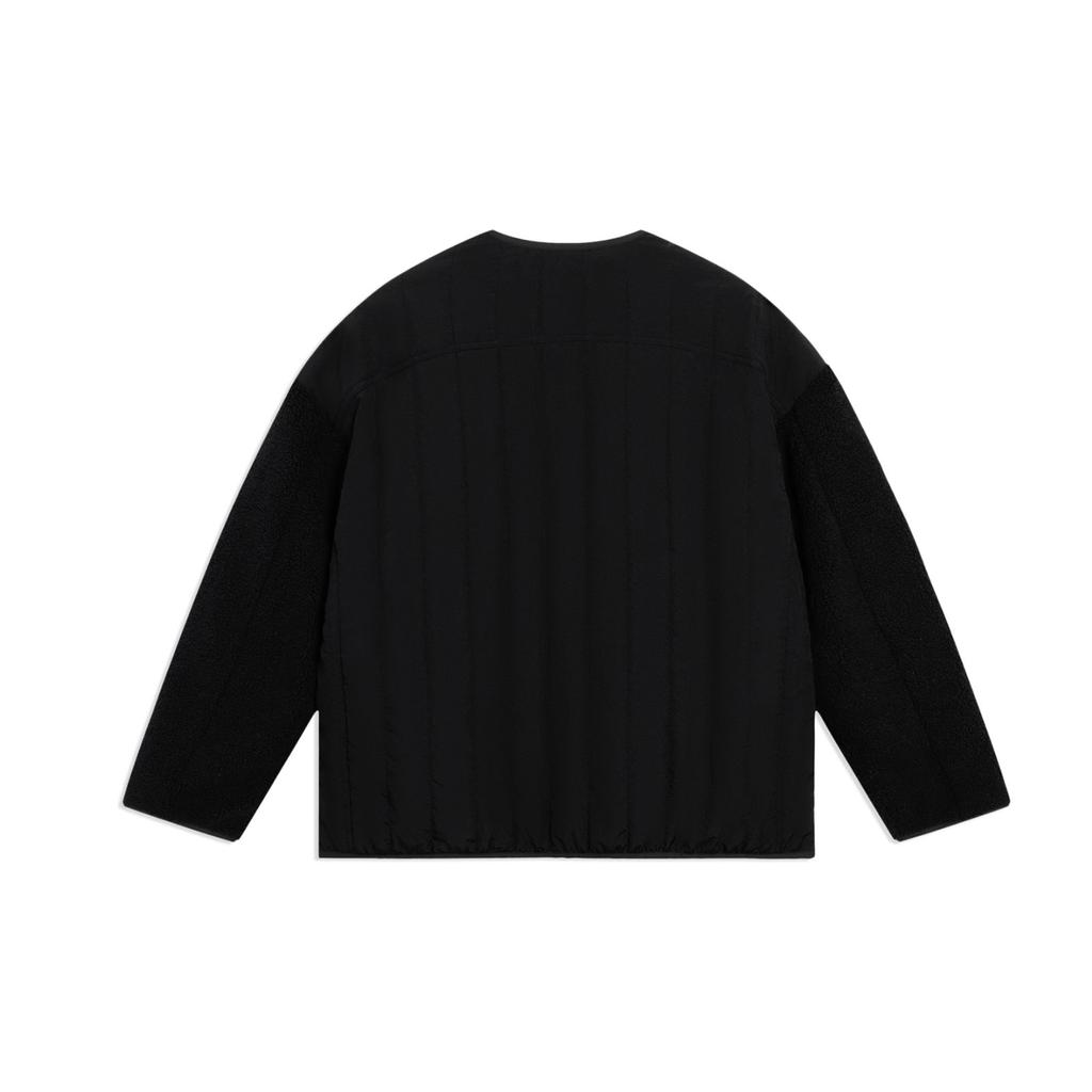 Li Ning Sports Lifestyle Series Solid Color Collarless Button Cotton Jacket Unisex Jacket Black AFDSD71-2