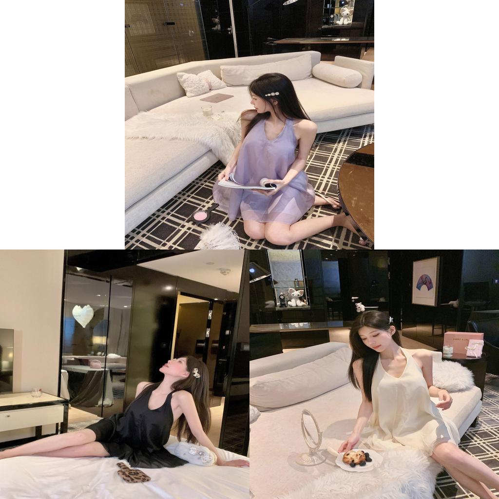 Pure Desire Backless Sleep Dress Women Summer Thin Satin Nightwear With Vneck For Home