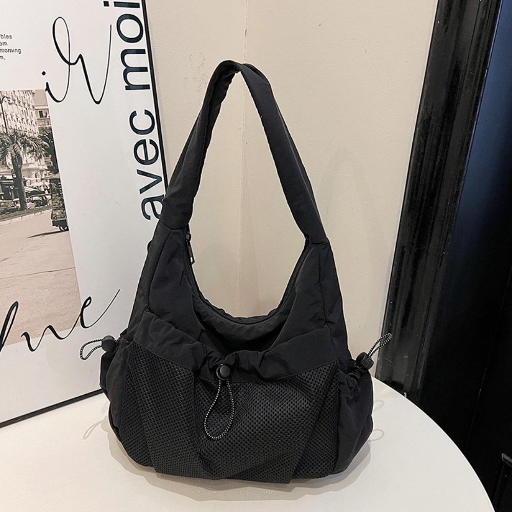 Soft Nylon Pleated Crossbody Bag Korean Style Sports Shoulder Bag Underarm Tote Bag Travel