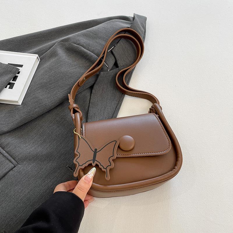 

Autumn casual small square bag niche girls shoulder bag contrasting color splicing messenger bag кофейный