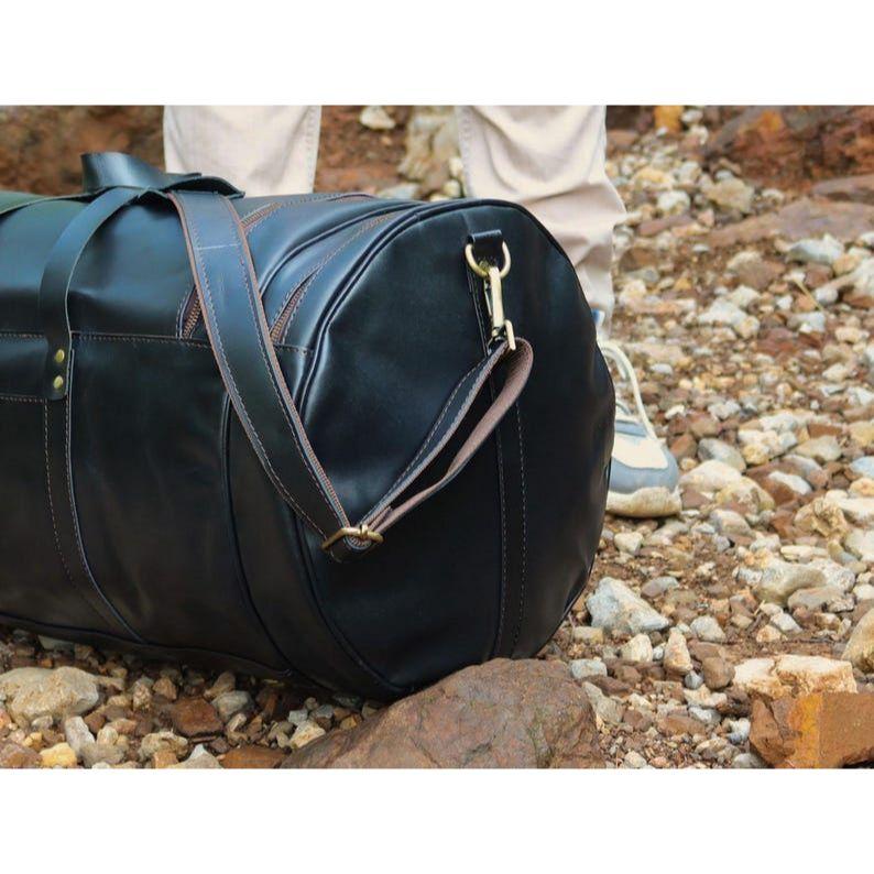 Handmade Buffalo Leather Duffle Bag: Full Grain Travel Gym Holdall