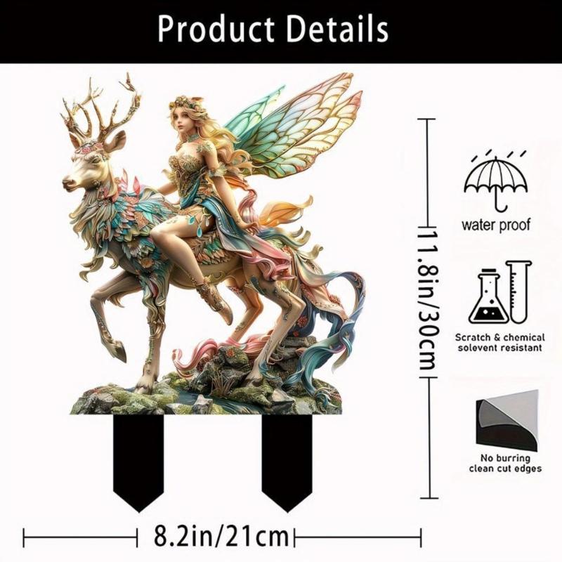Weather Resistant Acrylic Stake Durability Acrylic Forest Fairies Yard Stake Modern Outdoor Home Decoration