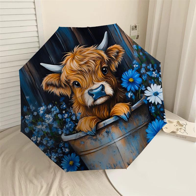 

1PC Cow Bucket Umbrella-8-Rib Reinforced, Automatic Open, Lightweight & Durable, Cute Fashion Accessory for Outdoor-F2704