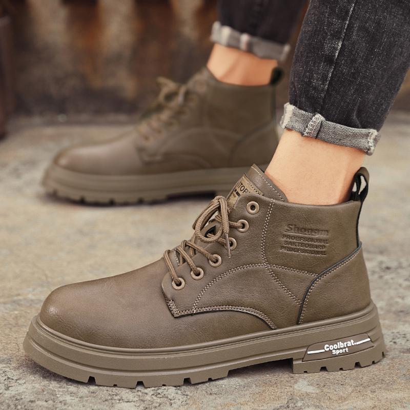 Men's shoes autumn and winter high-top Martin boots 2025 new men's British low-top casual leather shoes retro tooling shoes