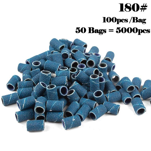 5000pcs Nail Art Sanding Bands 80# 120# 180# 240 Grinder Band for Manicure Drill Machine Removing Gel Varnish Pedicure