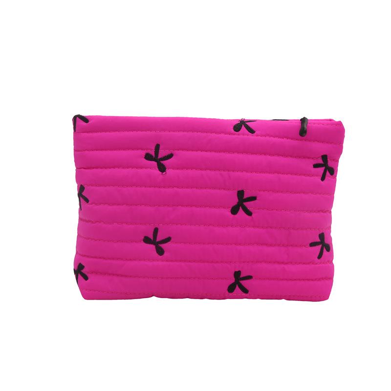 1Pcs Bow Embroidery Handbag Large Capacity Makeup Bags Pencil Mobile Phe Storage Bag With Zipper Toiletry Bag Fashiable Bags