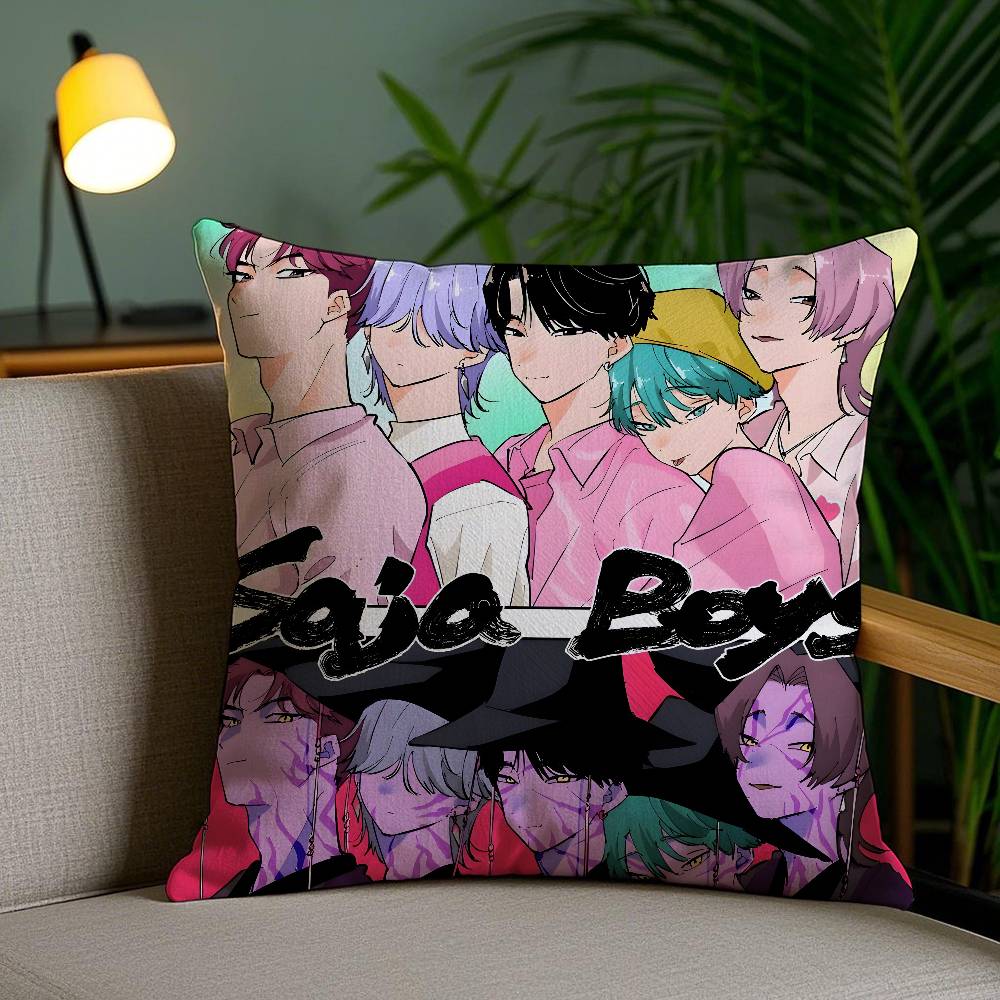 Saja Boys-S K-Pop Demon Hunters-H Anime Movie Pillow Case Anti-Dustmite Pillowcase Invisible Zipper Silky Short Plush Sofa