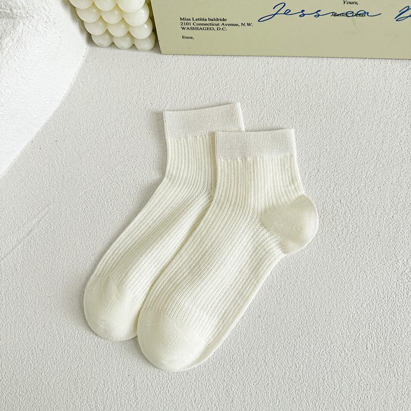 Women's Ballet Style Pure Cotton Hollow Mesh Socks - Solid Color, Versatile for Spring & Autumn