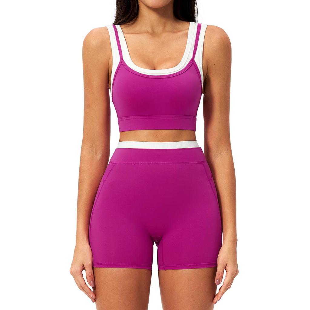Completo da Yoga da Donna Transfrontaliero: Color Block Nude Feel, Vita Alta Costolata, Abbigliamento Sportivo Fitness Versatile