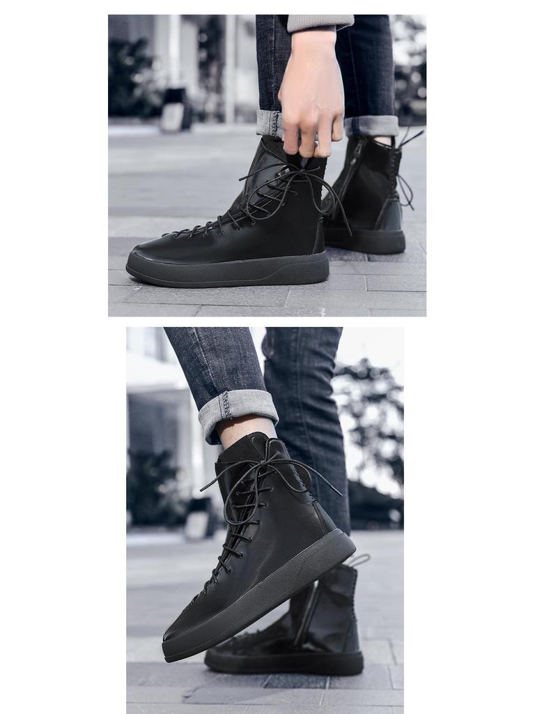 European Station Red Martin Boots: Autumn 2025 High-Top Men's Shoes with Side Lace-Up and Zipper (Sizes 39-45)