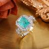 Ring Jewelry Temperament Princess Square Tourmaline Women'S Open Ring Emerald Imitation Copper