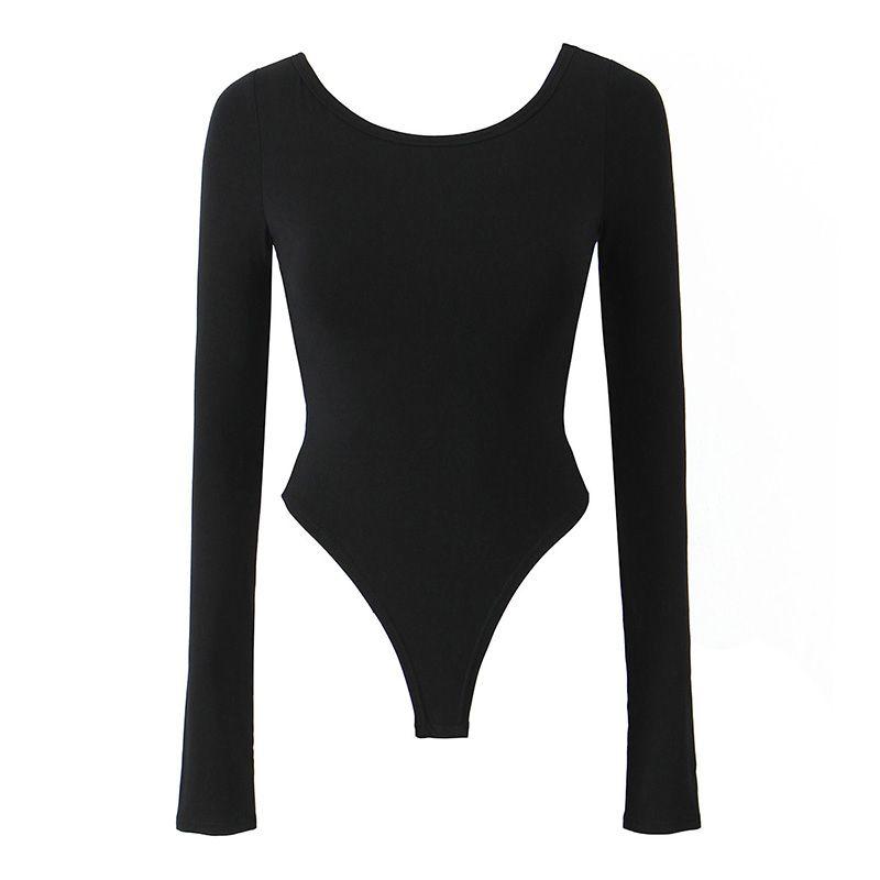 

Hot and Spicy Sexy Cross Backless Sneaky Design Long Sleeves One-Piece T-shirt Sexy Silm Slim Looking Bottoming Shirt Tops Black Cross Open Back L