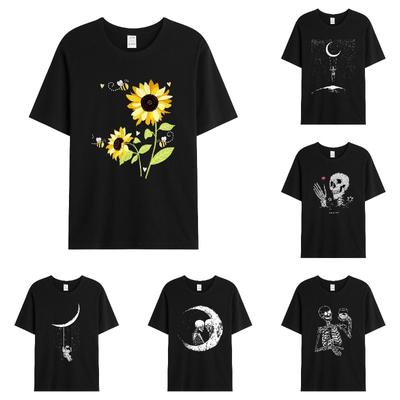 Unisex Shirt Large Series Printed Round Neck Cotton Loose Head Short Sleeve T-Shirts Unisex