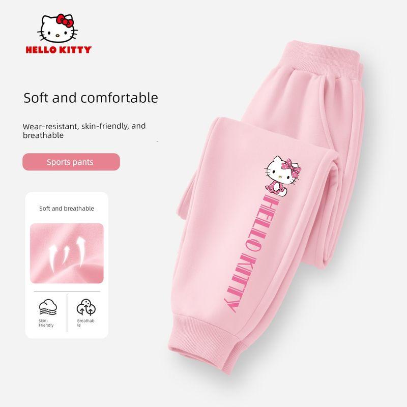 Hello Kitty Girls' Pants Spring and Autumn Thin Purple Stylish Casual Pants Children's Spring Sports Sweatpants Trendy