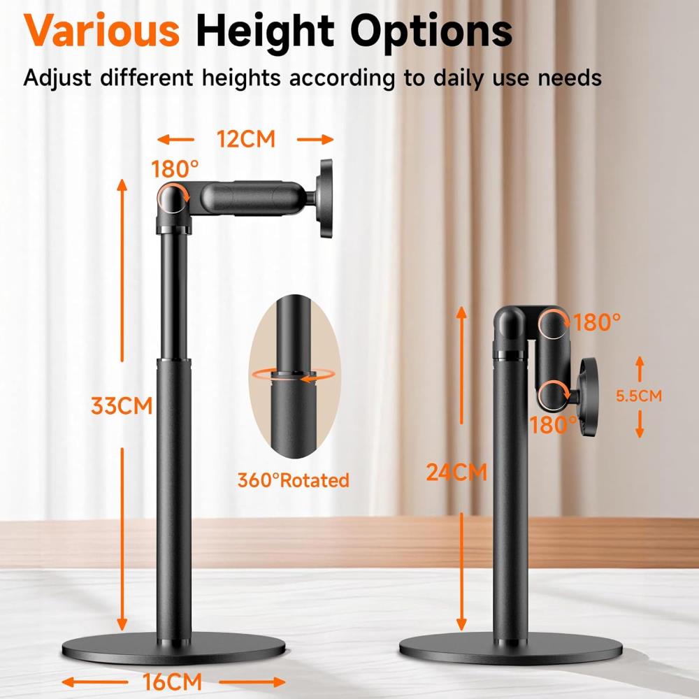 5-Axis Magnetic Phone Tablet Stand 360° Horizontal Rotation Secure Adhesion Portable Office Stand with Height Adjustment 7