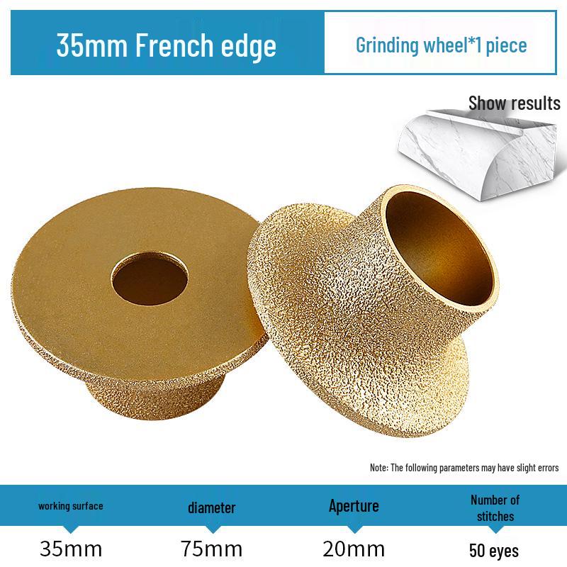 Stone Edge Grinding Wheel for French Edge Granite & Marble Tile - Trimming, Rounding, and Grooving with Angle Grinder
