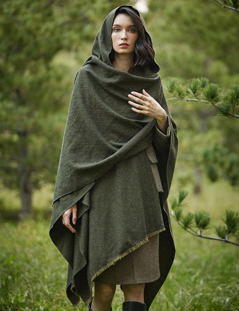 BEAUTELICATE Hooded Knee Cold Everyday Cosplay Cloak Women's Poncho, Large, Long, Wrap, Wrap, Cape, Cloak, Protection, Unisex, Use,