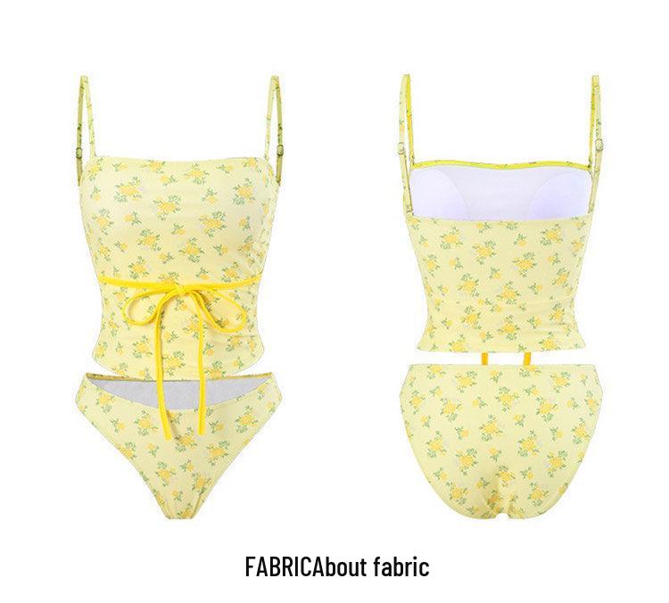 Korean Floral Tube Top Bikini for Women - Slimming & Whitening, Perfect for Beach and Hot Springs