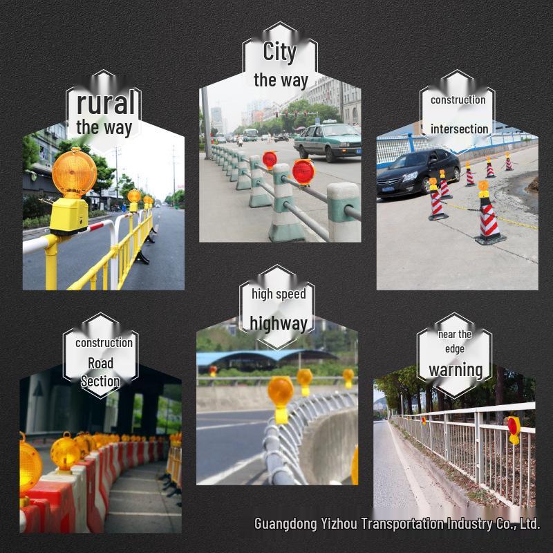Custom Solar-Powered LED Red/Blue Flashing Traffic Lights for Road Construction and Barrier Safety