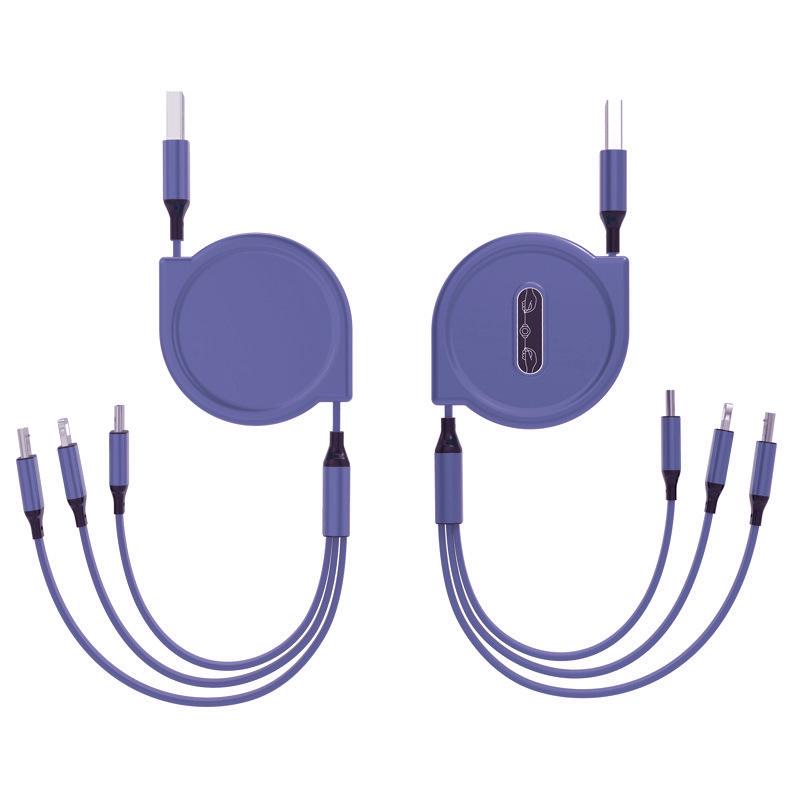 Retractable Macaron 3-in-1 Fast Charging Cable with Custom Logo